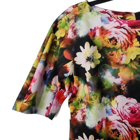 Carmen Marc Valvo Rainbow Multicolor Floral Cocktail Bodycon Bandage Dress S - Picture 3 of 7